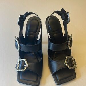 Gianni Bini Black Open Toe Heels Size 6M